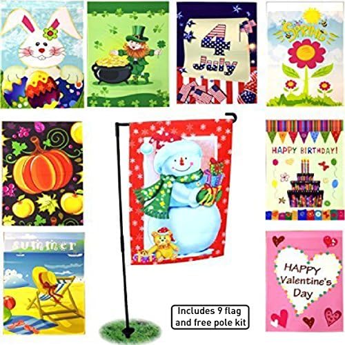 EasyGoProducts EGP-GARD-010 FBA_EGP-GARD-010 Seasonal Holiday Garden Flag Set – Christmas, Easter, Birthday etc…