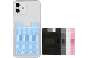 PURAEASE Textured Phone Wallet Stick On, 5 Pack Sensory Card Holder for Back of Phone Case, Stress Relief for Anxiety Autism ADHD, Silicone Adhesive Pocket for Cards Cash, Fidget Toys for Work, School, Travel
