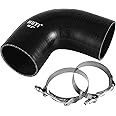 MUYI 90 Degree Hose Elbow Silicone Pipe Kit, 4-Ply Turbo/Intercooler/Intake Piping with 2PCS T-Bolt Clamps High Performance Coupler (ID 3.0"/76mm, Length 4.92"/125mm, Thickness 5mm)