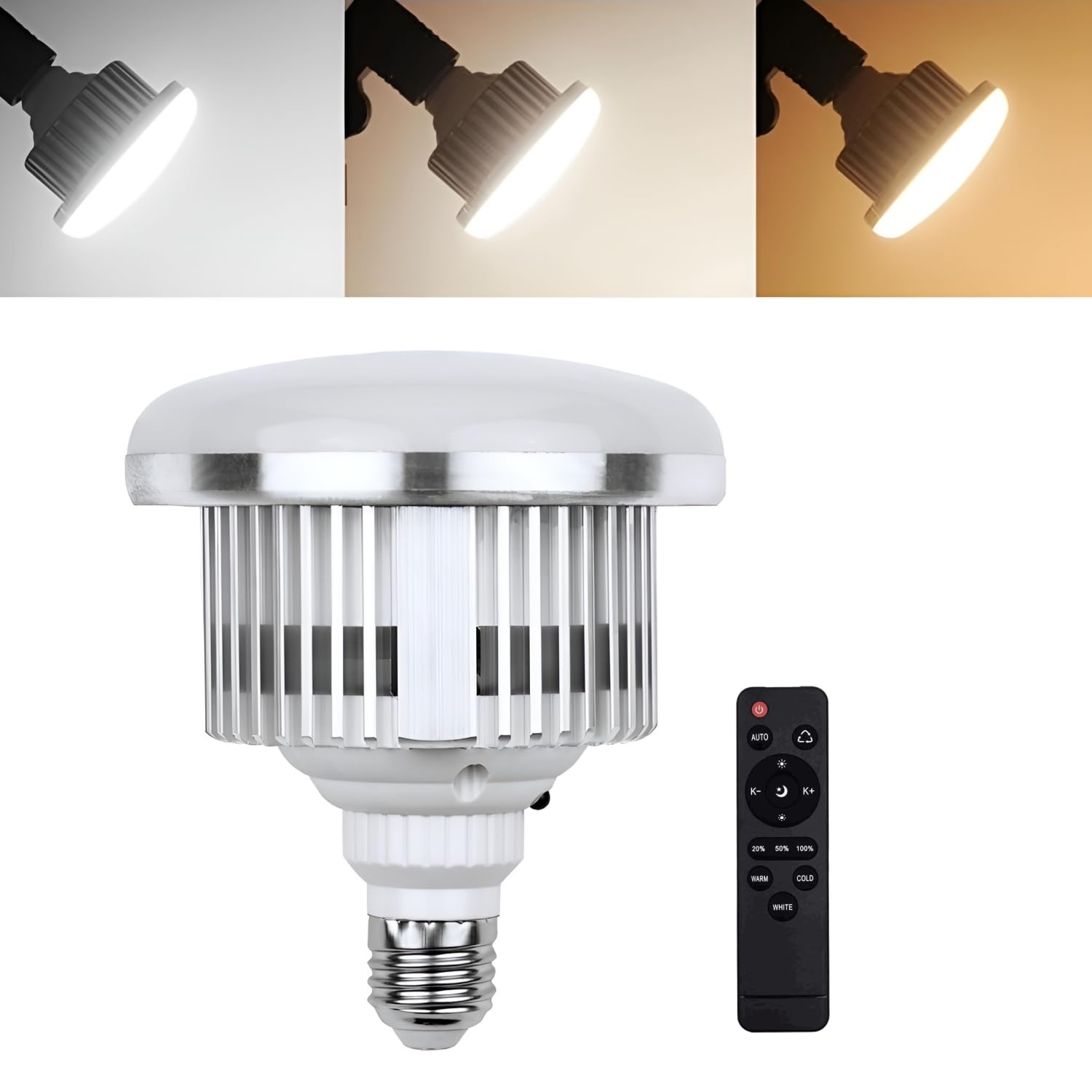 BOLLUMA 50W Photography LED Light Bulb, Bi-Color Dimmable E27 3000K-6500K, Photo Studio Bulb with Remote Control Daylight Lamp for Photo Video Shooting Softbox Lighting Kit Home Garage Lighting — image 1