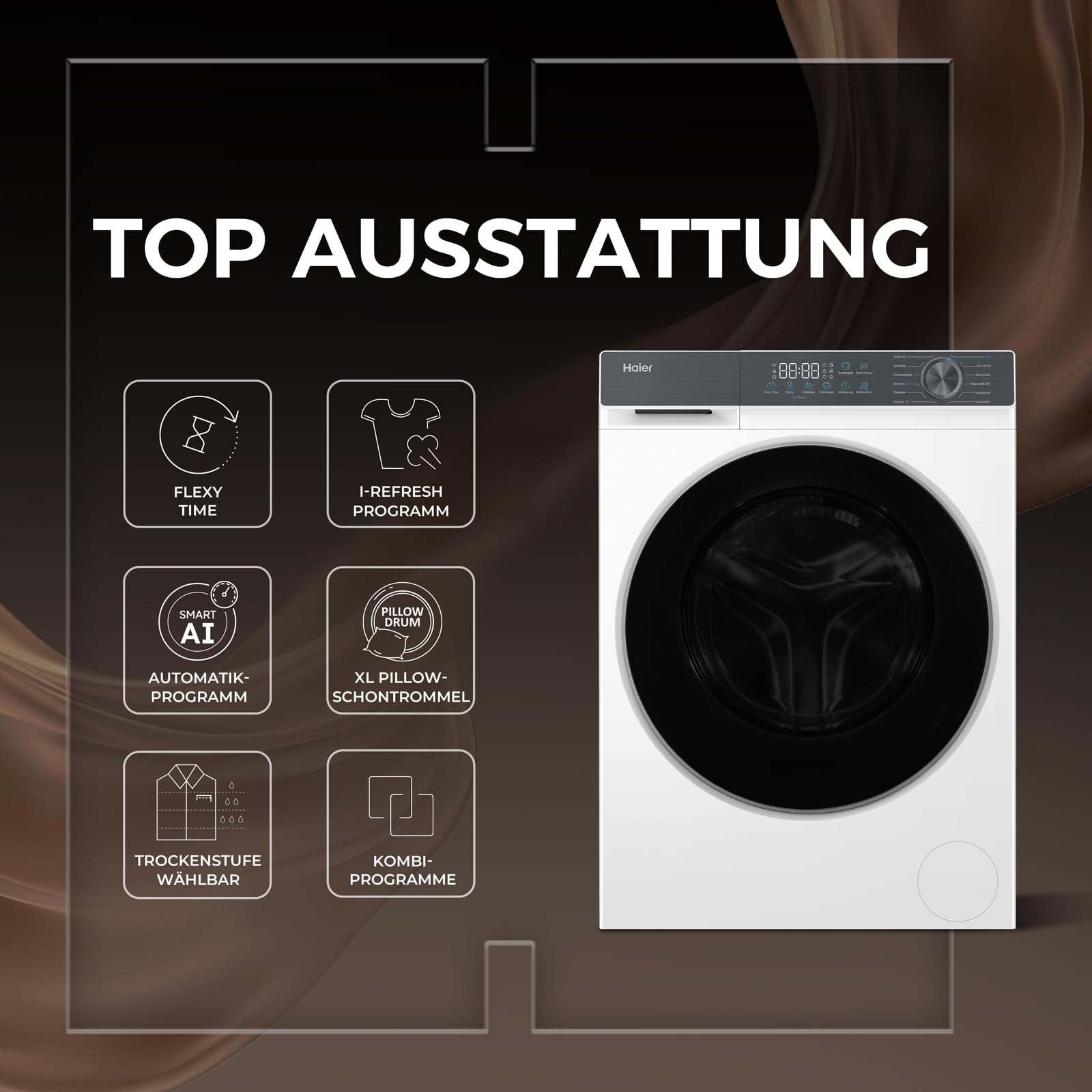 Haier Waschtrockner 8/5 kg (Waschen/Trocknen) I G3 Serie I A -20% (Waschen), 1.400 U/Min., leiser Inverter-Motor, Automatik- und Expressprogramm, Aquastop, Hygiene-Technologien I HWD80-BP14637T 3
