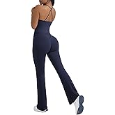 OMKAGI 2 Piece Workout Sets for Women Padded Tank Tops Flare Leggings Pilates Outfits