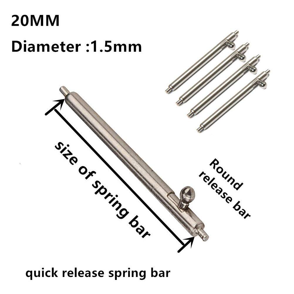 YOFUNTLE 20mm Quick Release Spring Bars,4PCS Stainless Steel Watch Replacement Band Spring Bars Strap Link Pins Diameter 1.5mm +Spring Bar Tool for Samsung Galaxy Watch 42mm/Active/Active 2