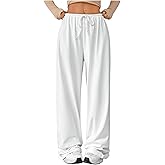 Verdusa Women's Loose Wide Leg Sweatpants Elastic Drawstring Waist Casual Long Pants