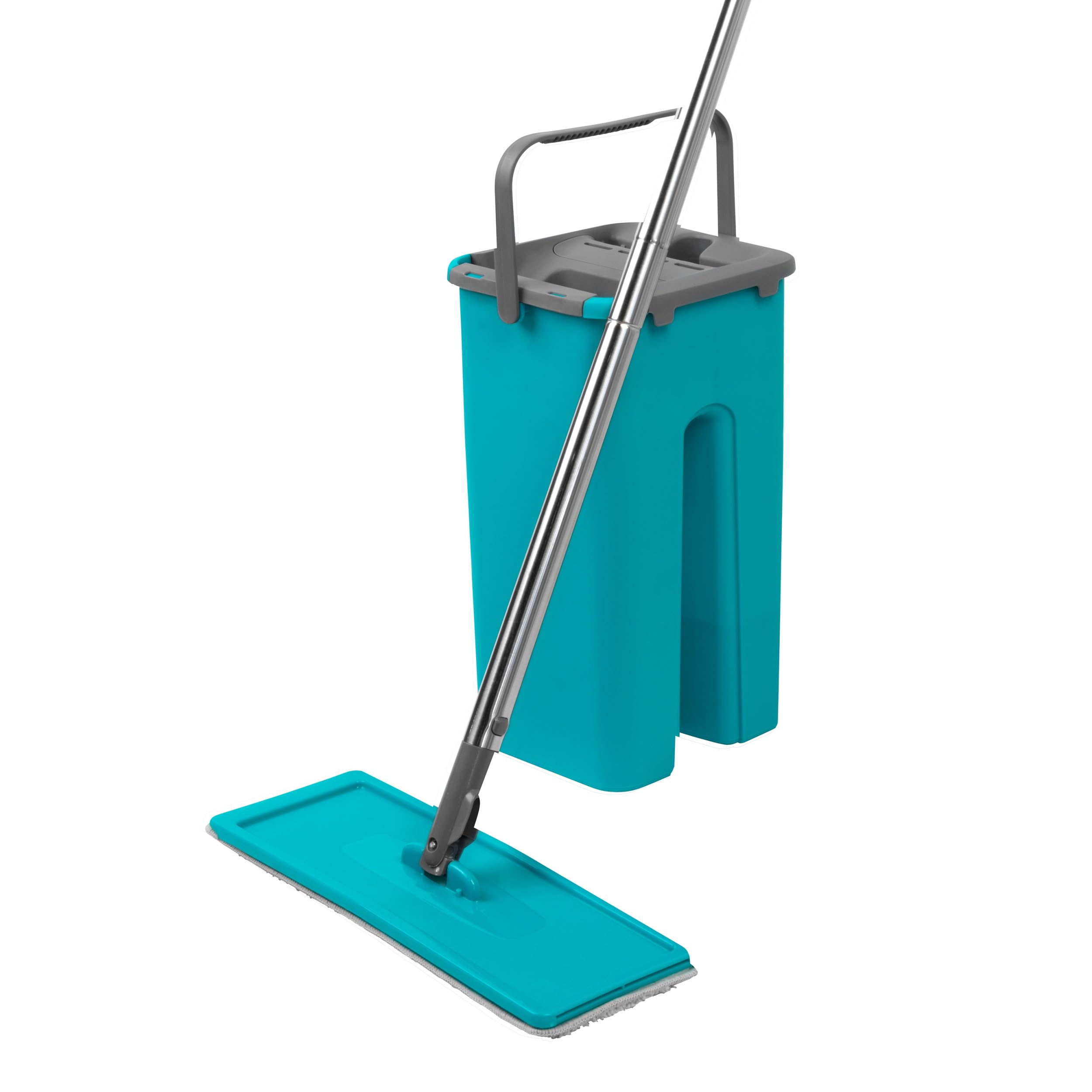 Beldray LA067234EU Mop and Bucket Set - Squeeze Mop Bucket, Wet & Dry Compartments, 2.5L Capacity & Built-In Wringer, Dirt Removing Scraper, Microfibre Flat Mop Head For Hard Floors, Easy Storage