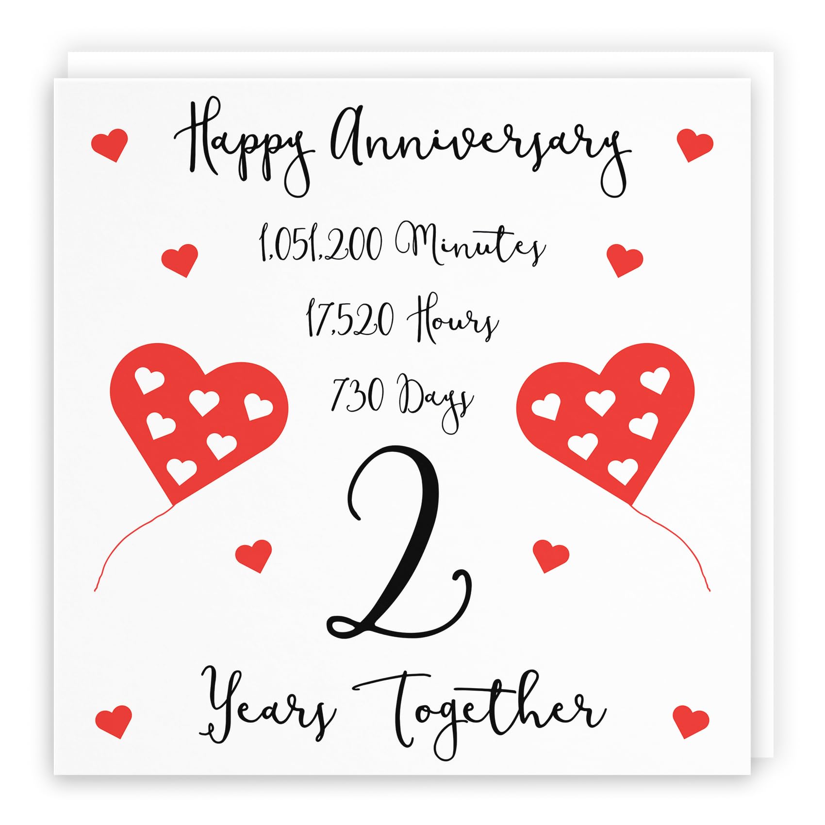 Hunts England - Large 2nd Wedding Anniversary Card - 2 Years Together - Happy Anniversary - Timeless Collection - Large - 210 x 210 mm - For Him, Her, Couples