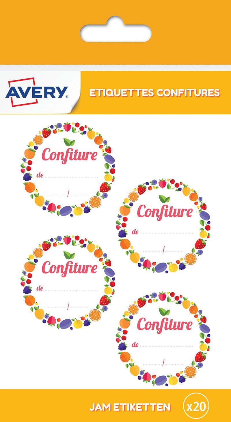 AVERY Pack of 20 Jam Labels Diameter 47.5 mm