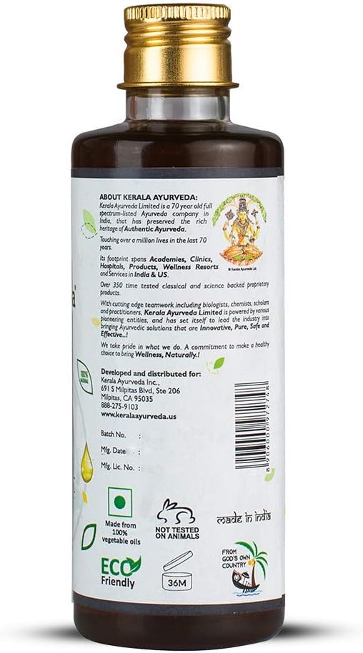 Kerala Ayurveda Eladi Thailam - Ayurvedic Massage Oil for Radiant Body & Healthy Scalp - Moisturizes Dry Skin & Hair, Balances Vata and Kapha, 6.76 Fl Oz: Health & Personal Care
