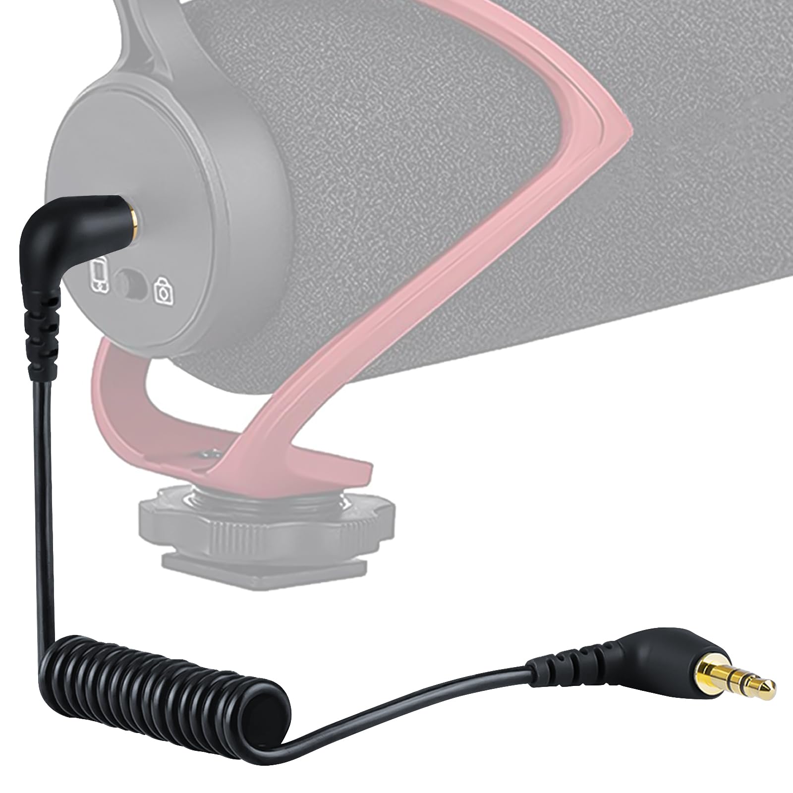 GEEKRIA for Creators 3.5mm TRS to TRS Microphone Coil Cable 1.6 ft /50 CM, Compatible with Rode SC2, VideoMic, VideoMicro, VideoMic GO II, Wireless GO II Mic Connect Camera, Mic Cord (Black)