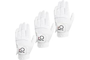 FINGER TEN Golf Gloves Men Left Hand Rain Grip Glove for Right Handed Golfer Value 3 Pack, All Weather Durable Grip Size Small Medium Large XL White Black Blue