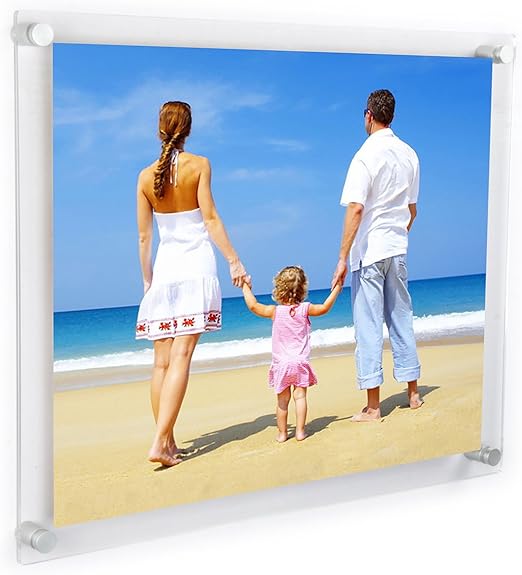 NIUBEE Clear Acrylic Wall Mount Floating Frameless Picture Frame Up to 18x24 Photo for Poster