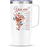 SANDJEST Christian Gifts for Women Faith Bible Inspirational Tumbler with Handle 20oz Tumblers Coffee Travel Mug Inspirational Gifts for Women Birthday Christmas