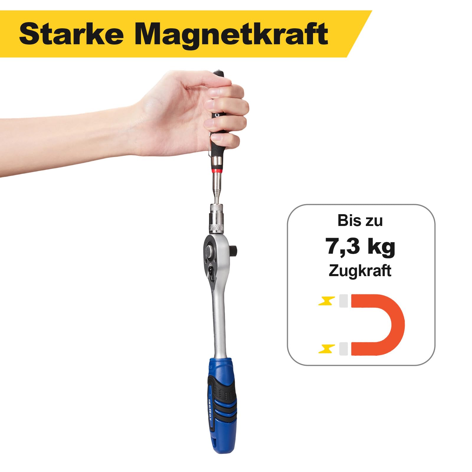 Toolwiz Stab-Magnet Teleskop-Magnetheber, 7,3 kg, ausziehbar bis 76 cm 4