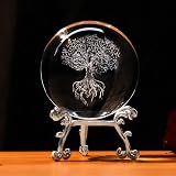 IFOLAINA Tree of Life 3D Crystal Ball Paperweight Glass Sphere 2.4in view 1
