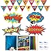 Superheros Photo Backdrop and Birthday Banner Superhero Party Supplies for Any Celebration - Superheroes Wall Decorations - Super Hero Cityscape for Boys or Girls