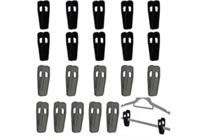 Hanger Clips 20-Pack – Non-Slip Velvet-Coated Clothes Clips for Closet Organization, 10 Grey + 10 Black, 7 × 2 cm, Fits Velve