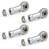 Yeebyee PHSB4 Rod End Bearings 1/4-inch Bore Pre-Lubricated Bearings 1/4-28 Female Thread Right Hand with Jam Nuts, 4pcs/Pack
