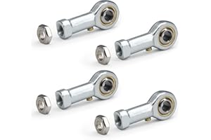 Yeebyee PHSB4 Rod End Bearings 1/4-inch Bore Pre-Lubricated Bearings 1/4-28 Female Thread Right Hand with Jam Nuts, 4pcs/Pack