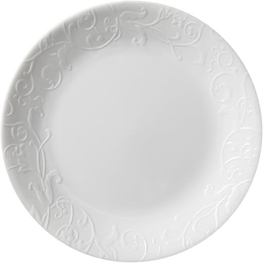 Amazon Com Corelle Embossed Bella Faenza 8 5 Lunch Plate Set Of 4 Dinner Plates