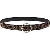 LJCZKA Women Leopard Print PU Leather Belt, Fashion Cheetah Print Waist Belt with Gold Buckle for Jeans Dresses Pants