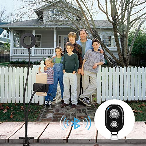 WEIHAO Selfie Ring Light with Cell Phone Holder Stand for Live Stream and Makeup Including Selfie Remote Shutter, Lazy Bracket with Flexible Arms for iPhone Android Smartphone - Thumbnail 6