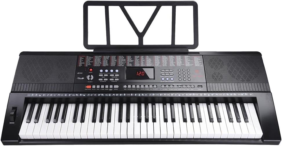 61-Key Portable Electric Piano Keyboard w Music Sheet Stand LCD Display for Beginners