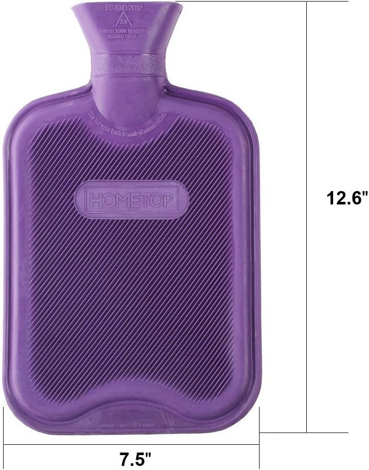 HomeTop Premium Classic Rubber Hot Water Bottle, Great for Pain Relief, Hot and Cold Therapy (2 Liters, Red): Health & Personal Care
