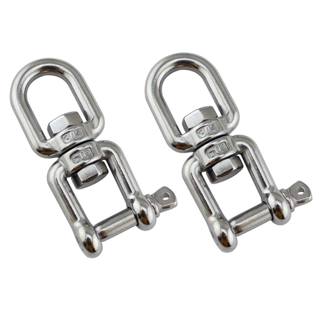 POFET 2Pcs 8mm Heavy Duty 304 Stainless Steel Swivel Ring Snap Rolling Shackle Device