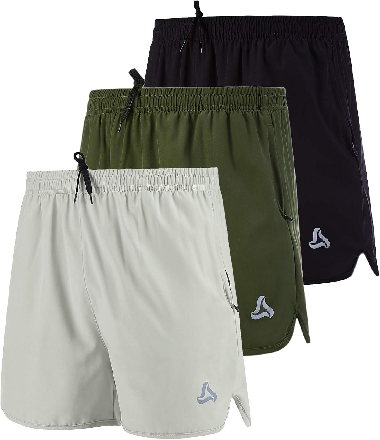 SILKWORLD Men's Running Stretch Quick Dry Shorts with Zipper Pockets(Pack of 2,3): Clothing