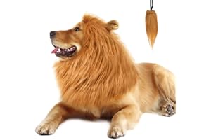CPPSLEE Lion Mane for Dog Costumes, Realistic Wig for Medium to Large Sized Dogs, Halloween Costumes (Brown)