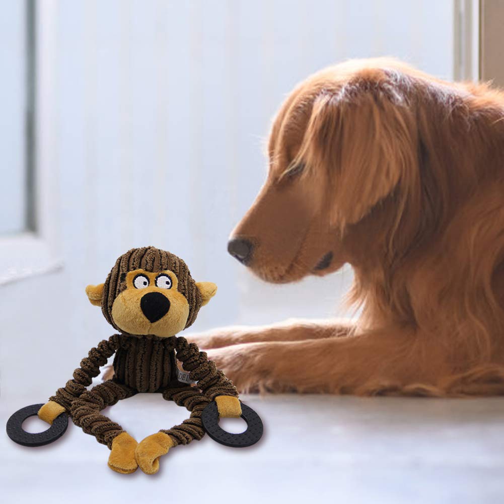 ATDAWN Squeaky Dog Toy, Unstuffed Dog Chew Toy, Value Pack 5 Plush Animal Dog Toy Set