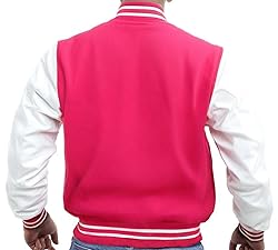 Mens Varsity Jacket - Pink White School Teen