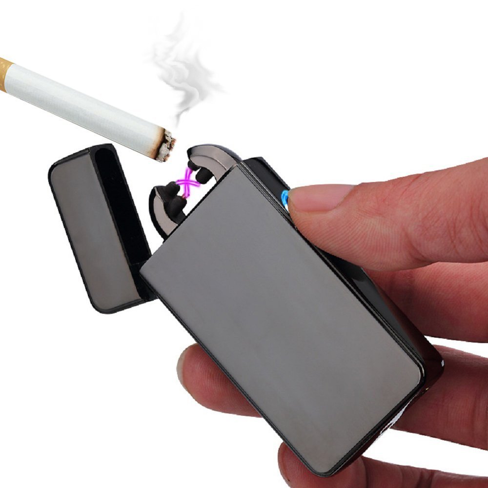 Encendedor Eléctrico de Cigarrillos GZQES Encendedor Eléctrico sin Llama USB Recargable Antiviento