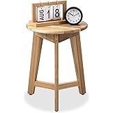 VICTORY RELAX Round Side Table – Acacia Wood End Table for Living Room or Bedroom – Light Natural Wood Finish, Compact Nightstand or Accent Table for Sofas & Beds (13x16 x13 Inches)