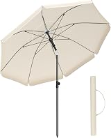 SONGMICS 1.8m Parasol Garden Umbrella UPF 50+ 30° Tilt Adjustable Beige