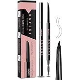 Eyebrow pencils for women,Black,0.1mm Ultra-Fine brow pencils,Waterproof,with 2-in-1 Double-Ended Automatic Angled Precision Tip,Built In Spoolie Brush,Longwearing Eye Brow Makeup Pencils,0.003 Ounce