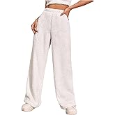 Verdusa Women's Furry Fuzzy Lounge Pants Casual Straight Leg Long Trousers