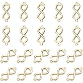 PH PandaHall 20pcs Golden Infinity Charms, 18K Gold Plated Jewelry Connector Charms Brass Links Infinity Symbol Charm Pendants Circle Frames for Bracelets Necklace Jewelry DIY Crafts Making