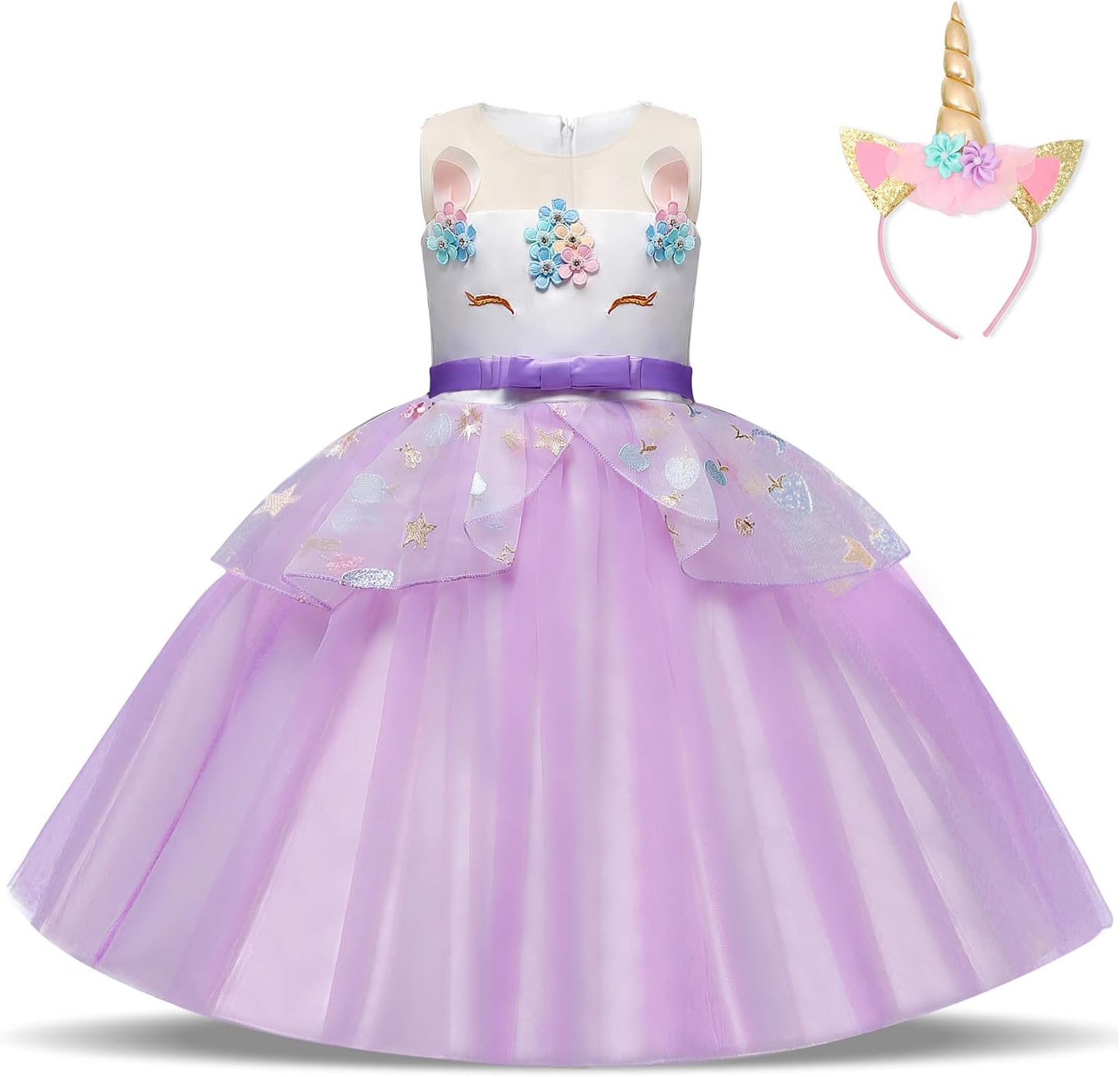 TTYAOVO Unicorn Dress for Girls Kids Teens Fancy Party Costume 2-14 Years