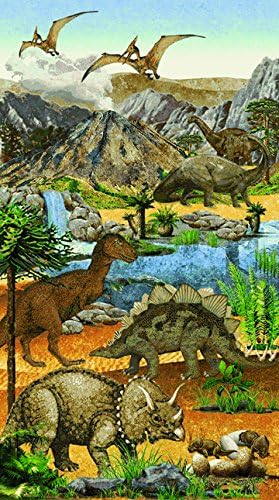 Stonehenge Kids Prehistoric Dinosaur Cotton Northcott Fabric Panel 39184-42