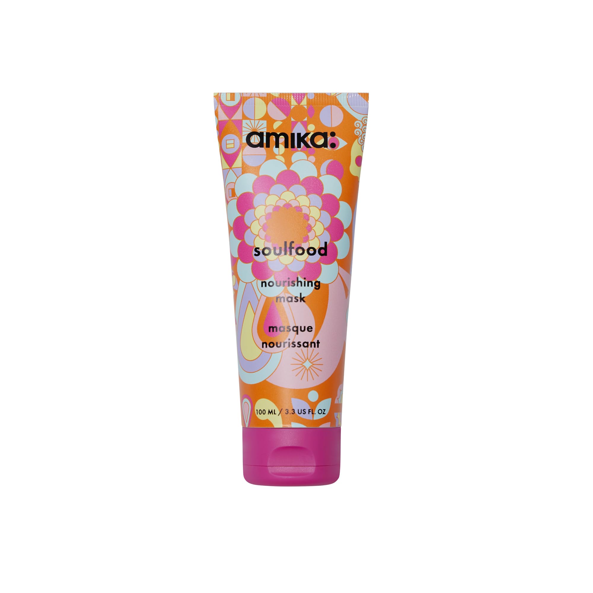 amika soulfood nourishing hair mask - hydrating hair care for dry, damaged strands - lightweight deep conditioner enriched with jojoba seed oil + seabuckthorn - restores softness + shine (100 ml)