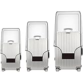 Wsstacxy Luggage Cover 3 Pieces Clear PVC Suitcase Covers for Luggage Protector Fit with 20-24-28 inch