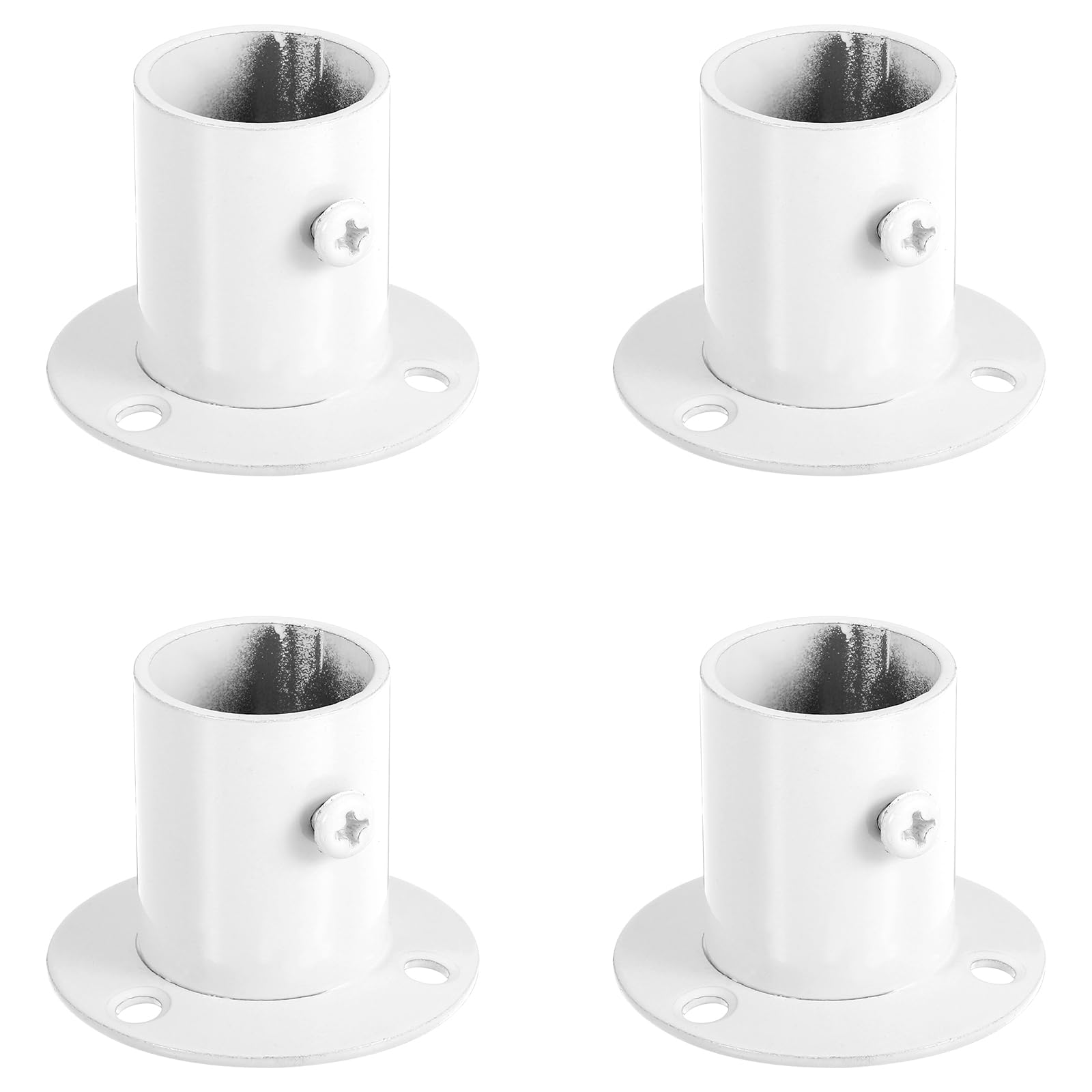 Photo 1 of uxcell 4 Pcs 0.98 inch Pole Sockets Flange Rod Holder, Stainless Steel Closet Rod Bracket, Wall Mount Curtain Rod Bracket for Wardrobe Shower