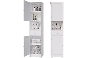 Viaozutis Tall Bathroom Cabinet, Storage Cabinet with 2 Doors & 2Drawer, with Ajustable Shelve, for Bathrooms, Kitchens,Entrances,Bedrooms（White）