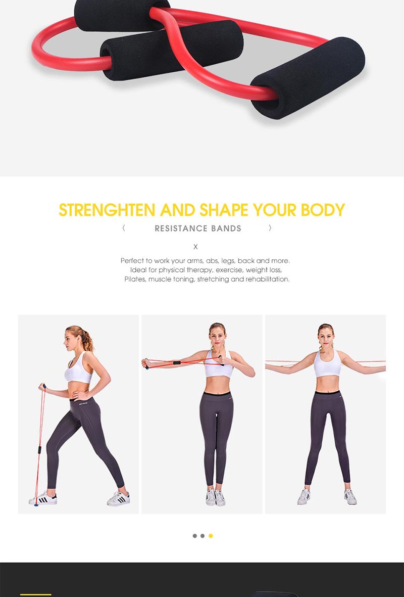 Exercise Bands Resistance Exercise, Figure 8 Fitness Equipment Tube Workout Exercise Elastic Resistance Band for Yoga (Set of 5)