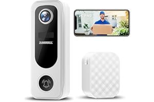 ZUMIMALL Doorbell Camera Wireless, Video Doorbell Wireless with Chime, 2 Way Audio, Voice Changer, 30s Voice Message, Anti-Theft, AI Detection, 2.4Ghz WiFi, Battery Powered, Work with Alexa, White
