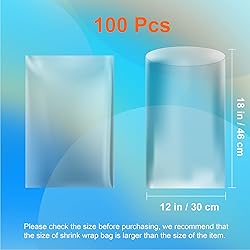 CANWUPON Shrink Wrap Bags,100 Pcs 12x18 Inches