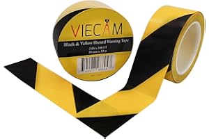 Viecam Black & Yellow Hazard Warning Safety Stripe Tape • 2 Inch x 100 Feet - Ideal for Walls, Floors, Pipes, and Equipment - Ensuring Safety and High Visibility