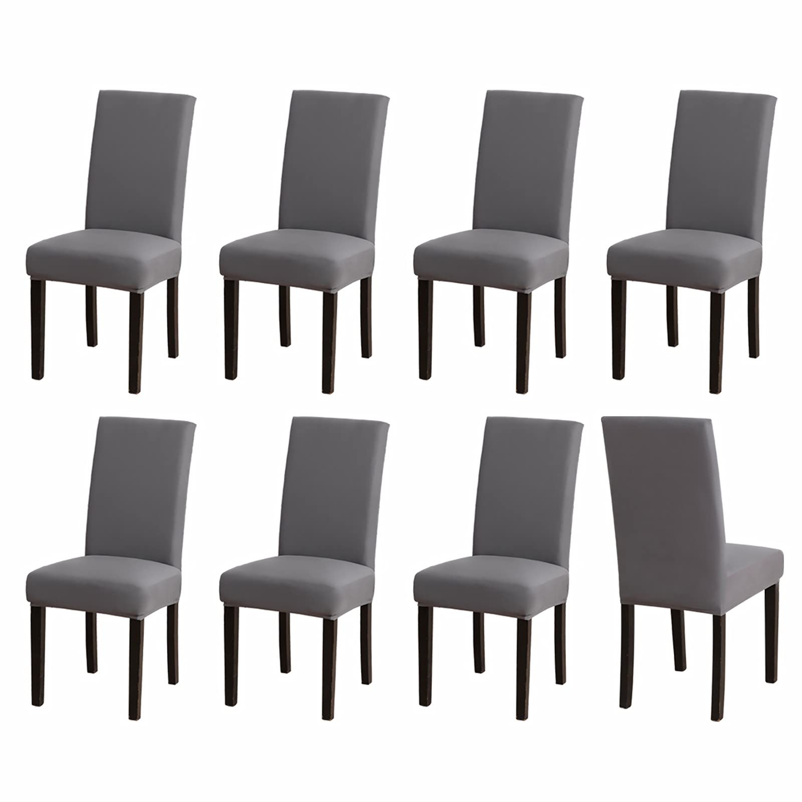 Sufdari Chair Covers 8 Grey,Stretch Dining Chair Covers, Spandex seat Covers for Dining Chairs,Elastic Washable Chair Protectors for Dining Room,Hotel,Restaurant,Banquet (8,Grey)