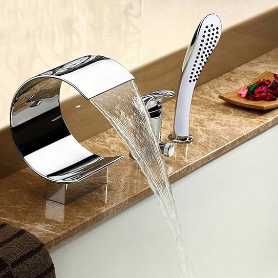WarmHome Cascada Grifo De La Bañera Ducha De Mano De Tres Piezas De